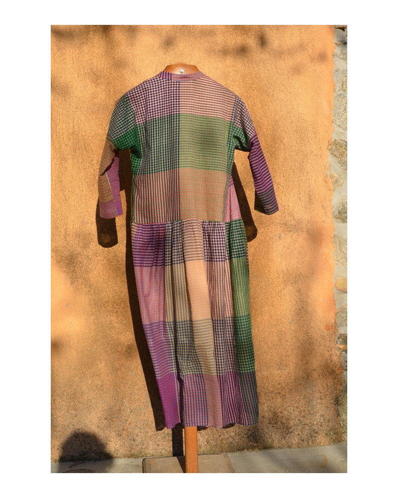 Robe patchwork carreaux- BlaBla-Saint-Tropez