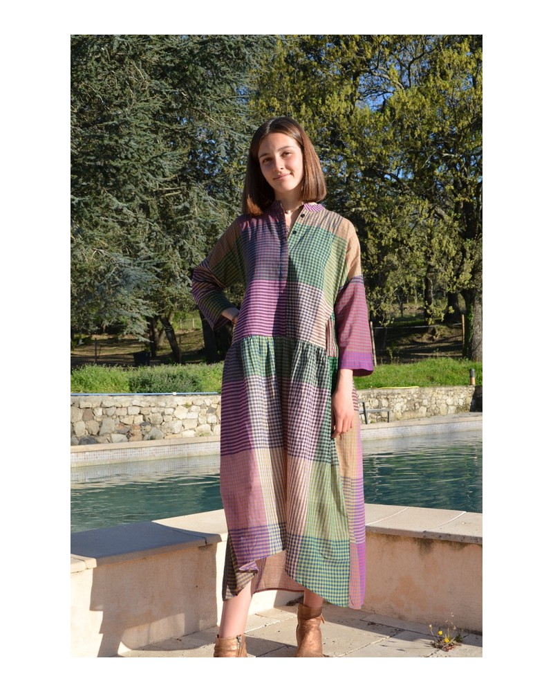 Robe patchwork carreaux- BlaBla-Saint-Tropez
