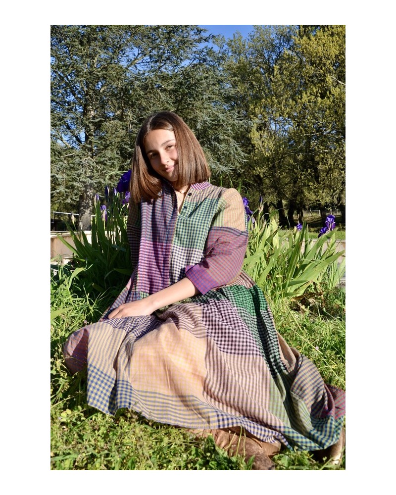 Robe patchwork carreaux- BlaBla-Saint-Tropez