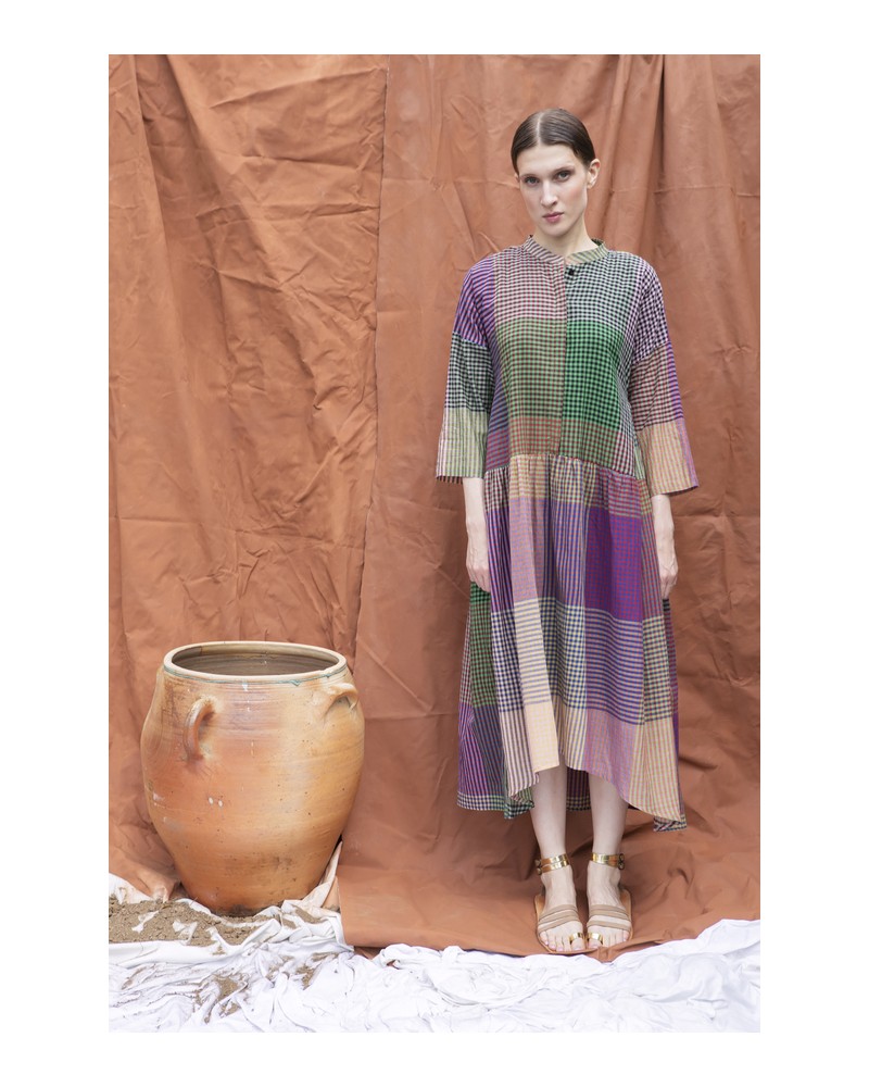 Robe patchwork carreaux- BlaBla-Saint-Tropez